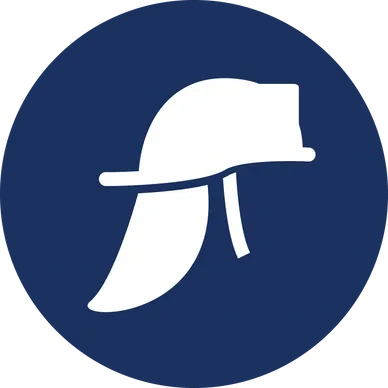 A blue circle with a white hat on top of it.