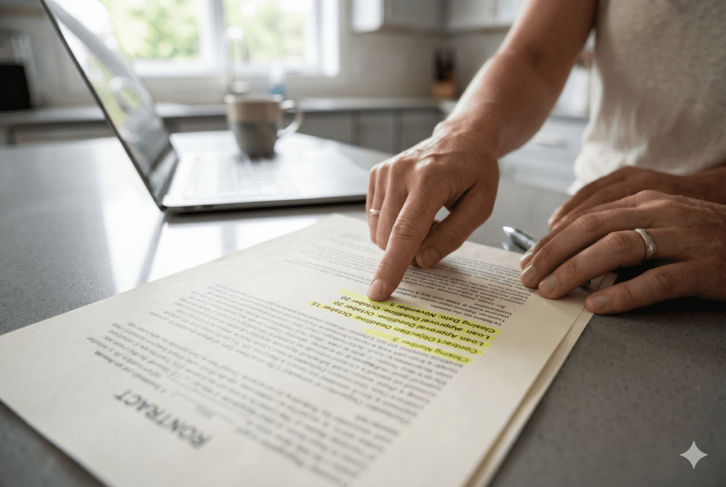 First-time home buyers in a south Denver suburb reviewing their inspection objection deadline before delivering written notice.